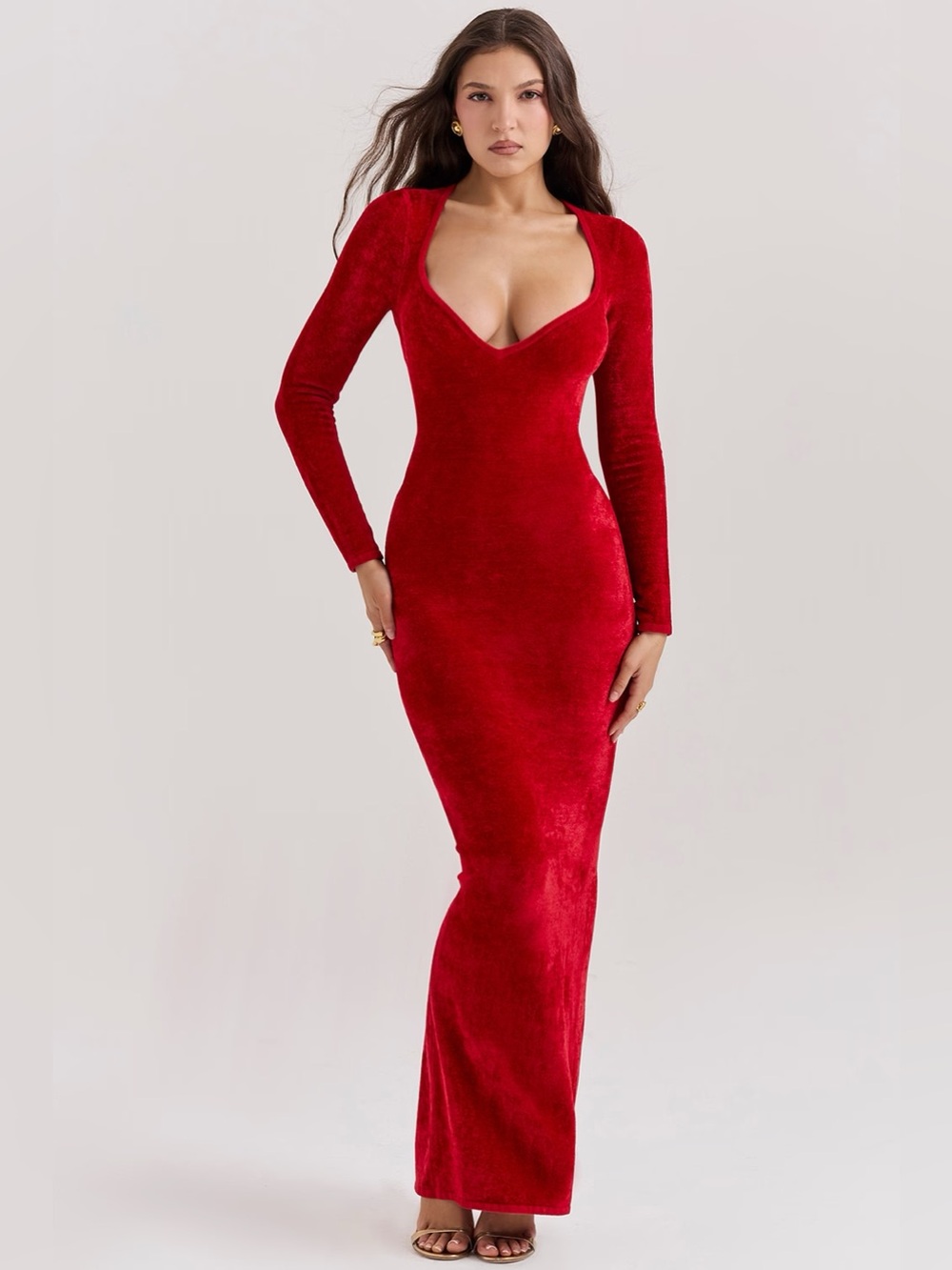 House of CB ARIA Scarlet Chenille Sweetheart Dress